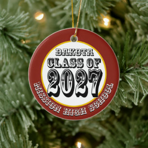 Western Class of 2027 Photo Graduation Ceramic Ornament
