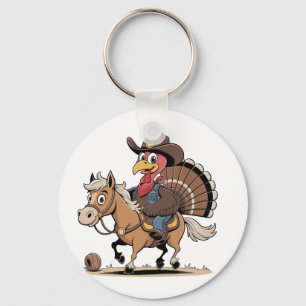 Western Cooked Turkey Thanksgiving Cowboy Cowgirl  Keychain