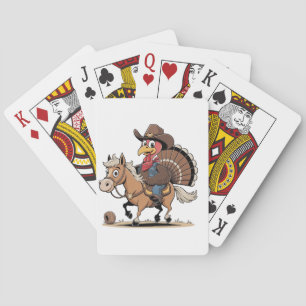 Western Cooked Turkey Thanksgiving Cowboy Cowgirl  Playing Cards