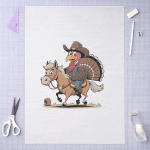 Western Cooked Turkey Thanksgiving Cowboy Cowgirl  Tissue Paper