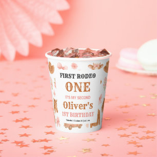 Western Coquette Cowgirl 1st Birthday Cute Pink Paper Cups