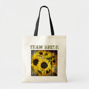 western country barn wood yellow sunflower wedding tote bag