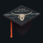 Western Country Beige Grey Rustic Bull Cow Skull Graduation Cap Topper<br><div class="desc">Western cowboy bull cow skull beige grey country grunge texture custom 2024 graduation cap topper. Barn vintage style. Rustic old wild west inspired antique design. Cool,  trendy farm animal design. plain colour on back. Image copyright Marg Seregelyi Photography.</div>