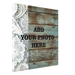western country blue barn wood lace wedding canvas print
