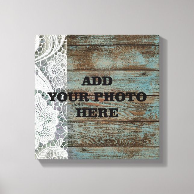 western country blue barn wood lace wedding canvas print (Front)