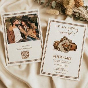 Western Country Boho Photo QR Code Wedding   Invitation
