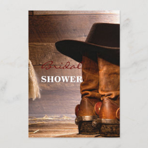 western country brown barn wood cowboy boots invitation