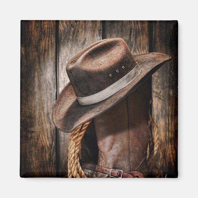 western country brown barn wood cowboy boots magnet (Front)