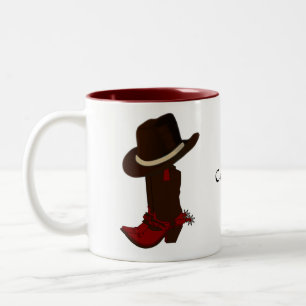 Western Country Brown Hat & Boots Two-Tone Coffee  Mug