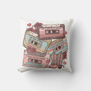 Western Country Cassette Tapes Throw Pillow