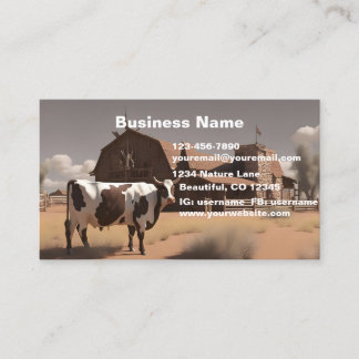 Western Country Cow Bull Business Card