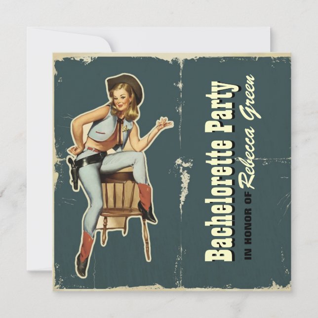 western country cowboy bachelorette party invitation (Front)