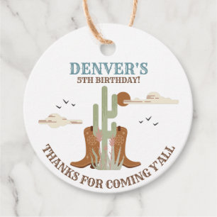 Western Country Cowboy Birthday Thank You Favour Tags