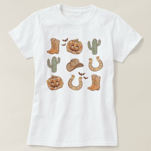 Western Country Cowboy Boot Pumpkin Halloween T-Shirt