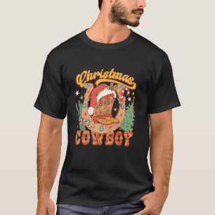 Western Country Cowboy Christmas Santa Retro Vinta T-Shirt