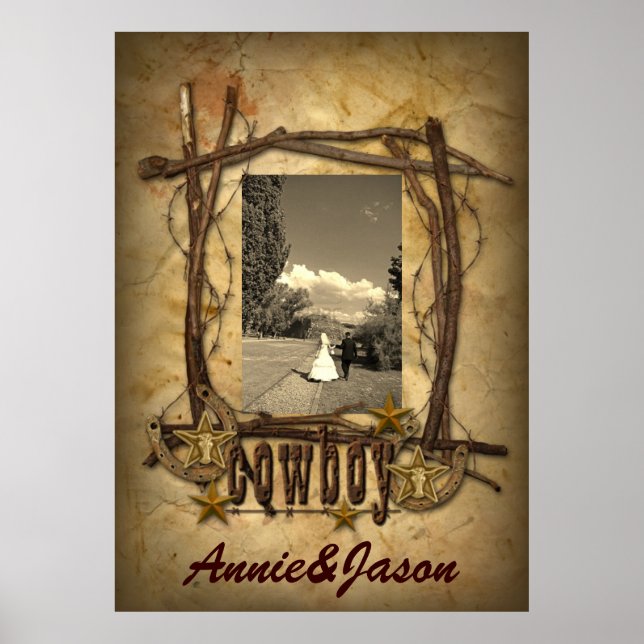 western country cowboy photo mariage Poster (Devant)
