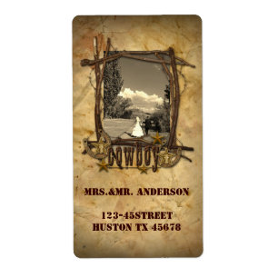 western country cowboy photo wedding address label