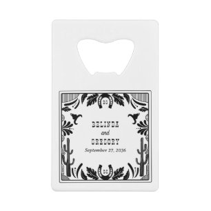 Western Country Cowboy Rustic Wedding  Credit Card Bottle Opener