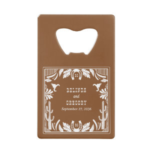 Western Country Cowboy Rustic Wedding Credit Card Bottle Opener