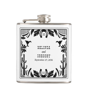 Western Country Cowboy Rustic Wedding  Hip Flask