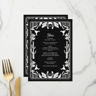 Western Country Cowboy Rustic Wedding Menu