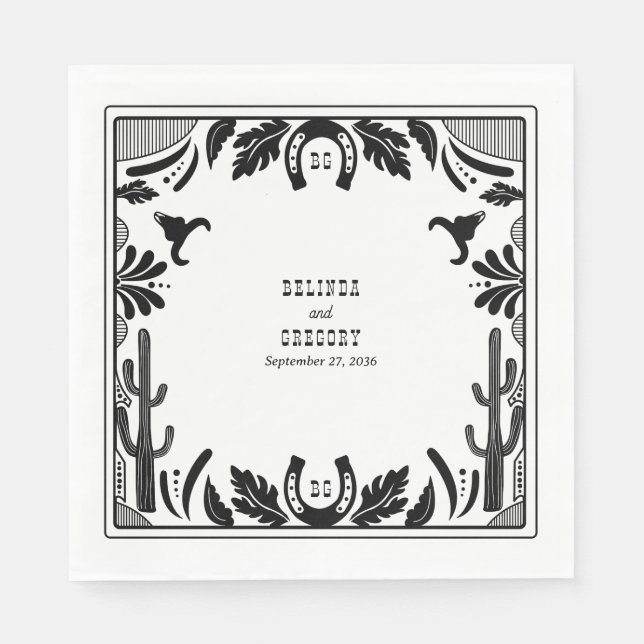 Western Country Cowboy Rustic Wedding  Napkin (Front)