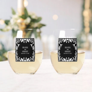 Western Country Cowboy Rustic Wedding Stemless Wine Glass