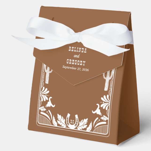 Western Country Cowboy Rustic Wedding Welcome Favor Box (Front)