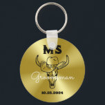 Western Country Cowboy Wedding Monogram Groomsmen Keychain<br><div class="desc">Personalized gifts for groomsmen and best man with old western cowboy theme. Decorated with cowboy hat with vintage western font. Text and colour are editable using the Design Tool to fit your occasion. Get this customize gift for wedding,  bachelor party,  engagement party or any other special occasions.</div>