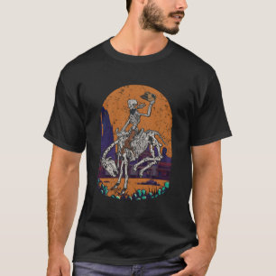 Western Country Cowgirl Cowboy Skeleton Halloween T-Shirt