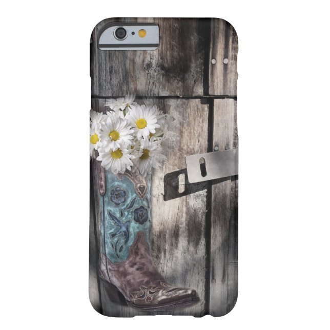 Western country daisy barn wood cowboy boot Case-Mate iPhone case (Back)