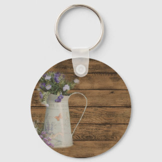 western country lavender rustic barn wood keychain