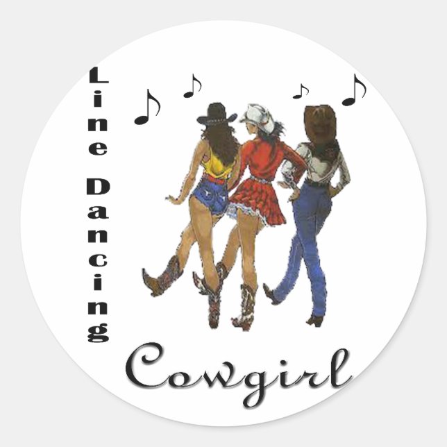 Western Country "Line Dancing Cowgirl" Stickers (Front)