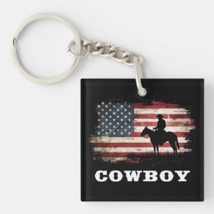 Western Country Men Rodeo Southern Retro Cowboy Keychain