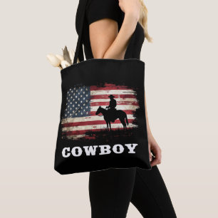 Western Country Men Rodeo Southern Retro Cowboy Tote Bag
