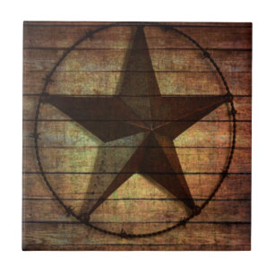 Western Country Primitive Barn Wood Texas Star Tile