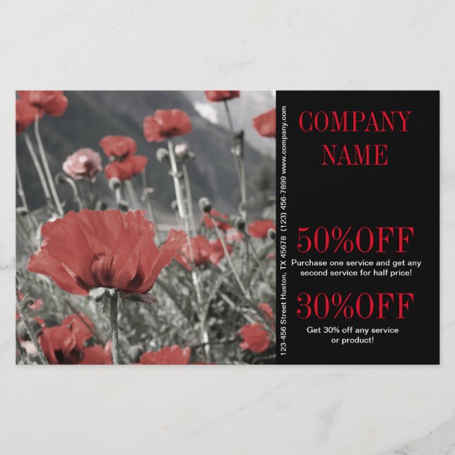 Western Country Red Poppy Florist Aromatherapy Flyer (Front)