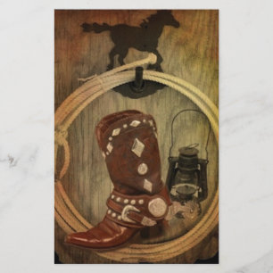 Western Country Rodeo cowboy boot Lasso Rope Stationery