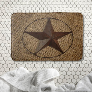 Western Country Rustic Burlap Primitive Texas Star Bath Mat