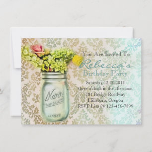 western country style wildflower mason jar invitation