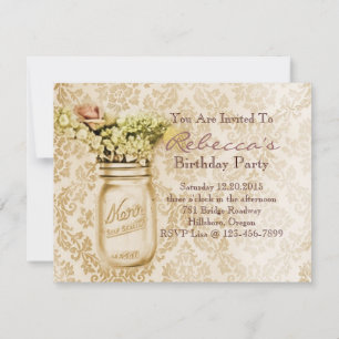 western country style wildflower mason jar invitation