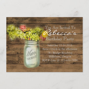 western country style wildflower mason jar invitation