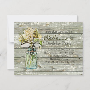 western country style wildflower mason jar invitation