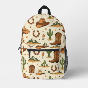 Western country theme with cactus printed backpack