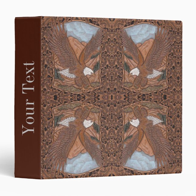 Western country tooled leather Vintage Eagle Binder (Front/Spine)