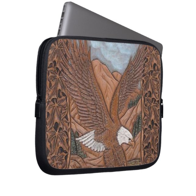Western country tooled leather Vintage Eagle Laptop Sleeve (Front Right)