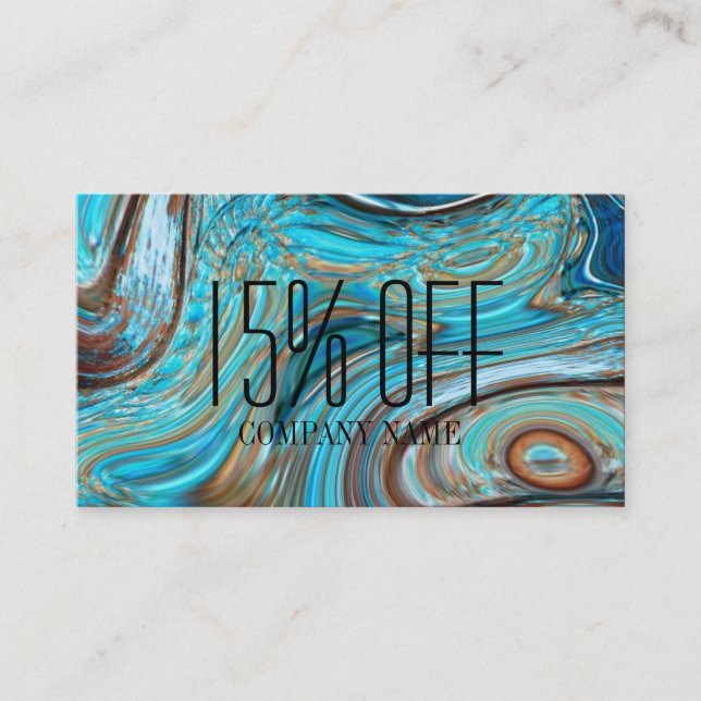 western country turquoise swirls watercolor discount card (Front)