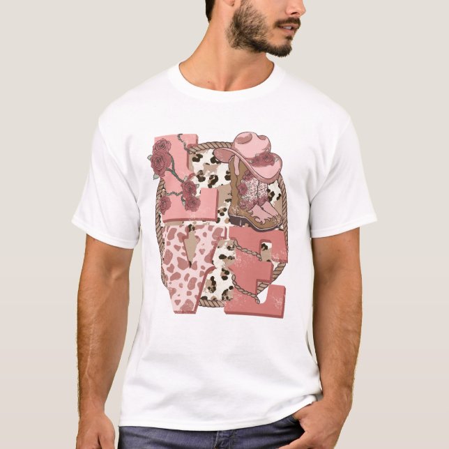 Western Country Valentine's Day Love T-Shirt (Front)