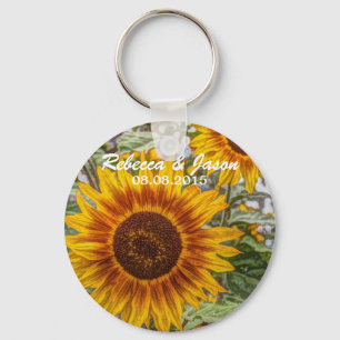 western country yellow sunflower wedding keychain