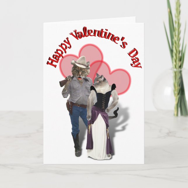 Western Couple Cowboy Cat Holiday Card (Front)